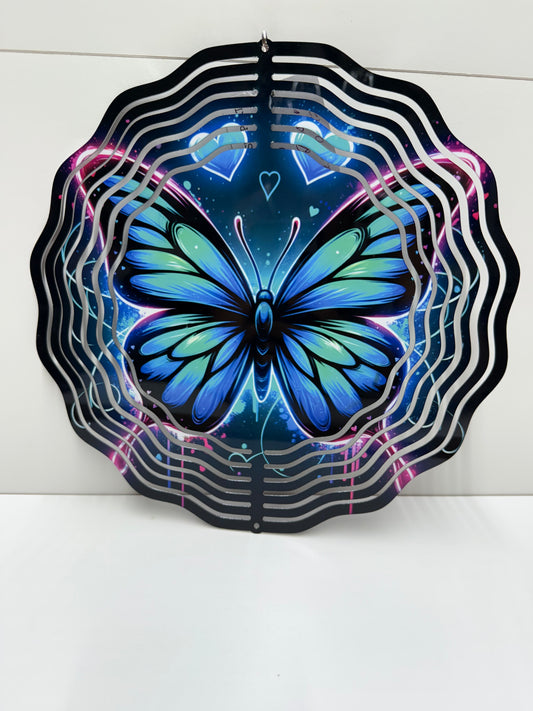 Neon Butterfly Wind Spinner