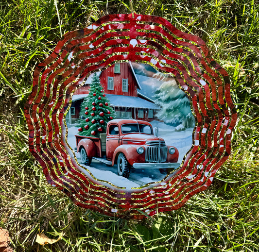 Glitter Red Truck Wind Spinner