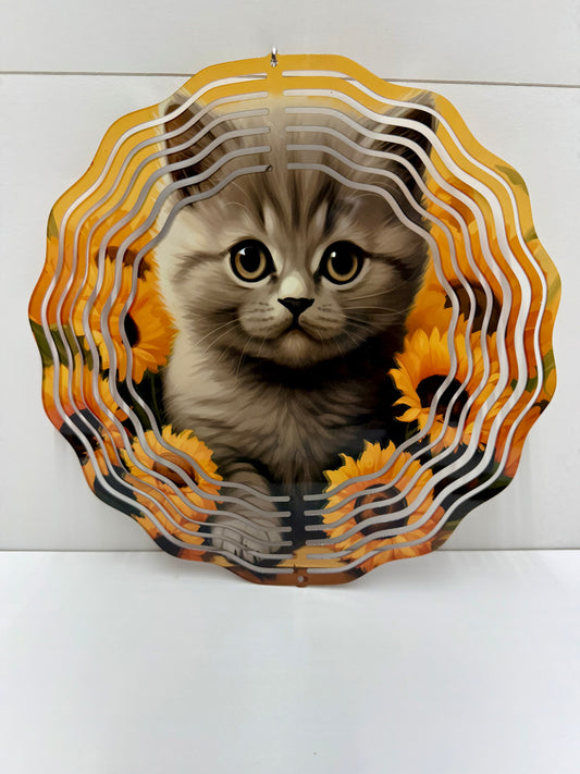Sunflower Cat Wind Spinner